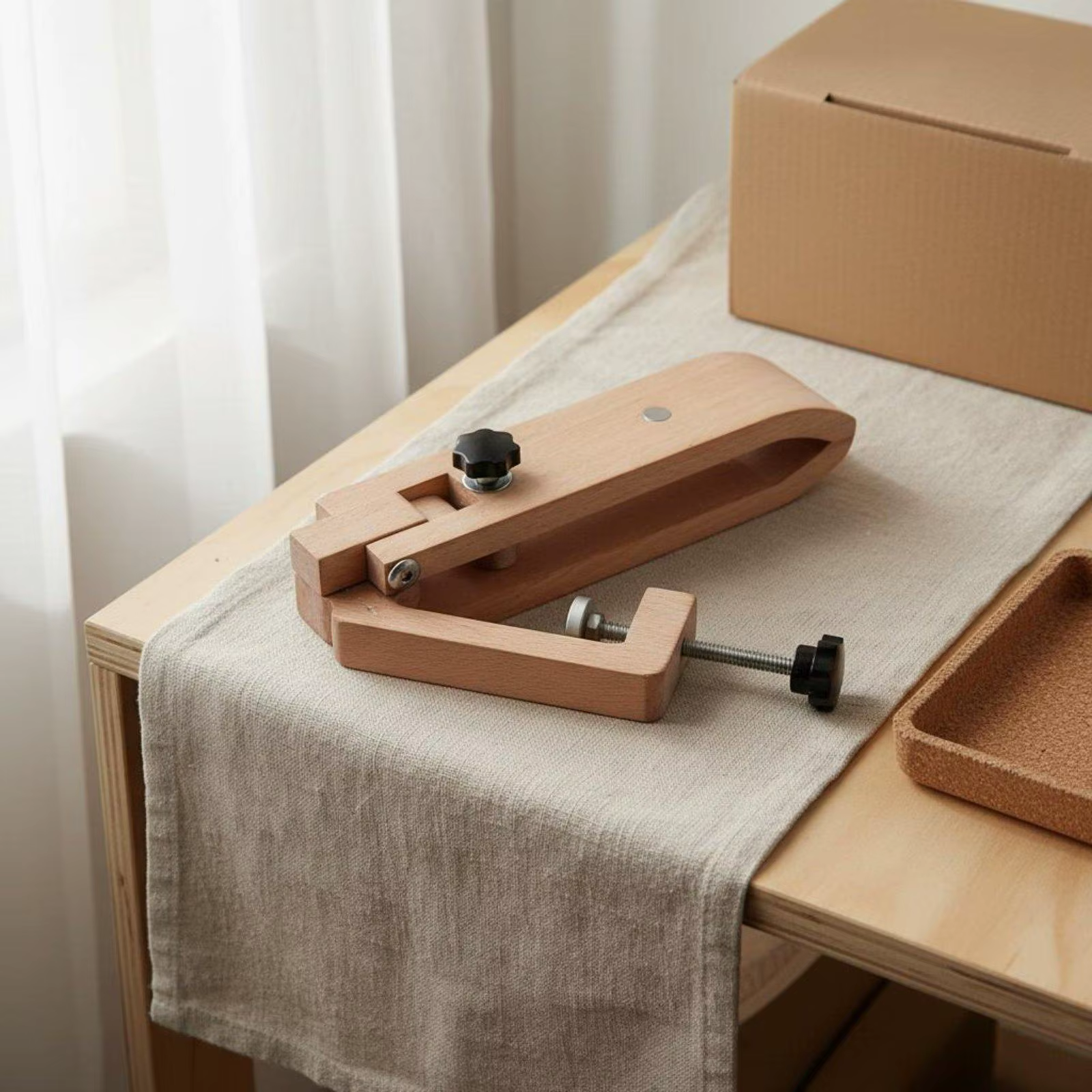 Prensa de Mesa Plegable en Madera de Haya para Cuero y Manualidades - imagen 2