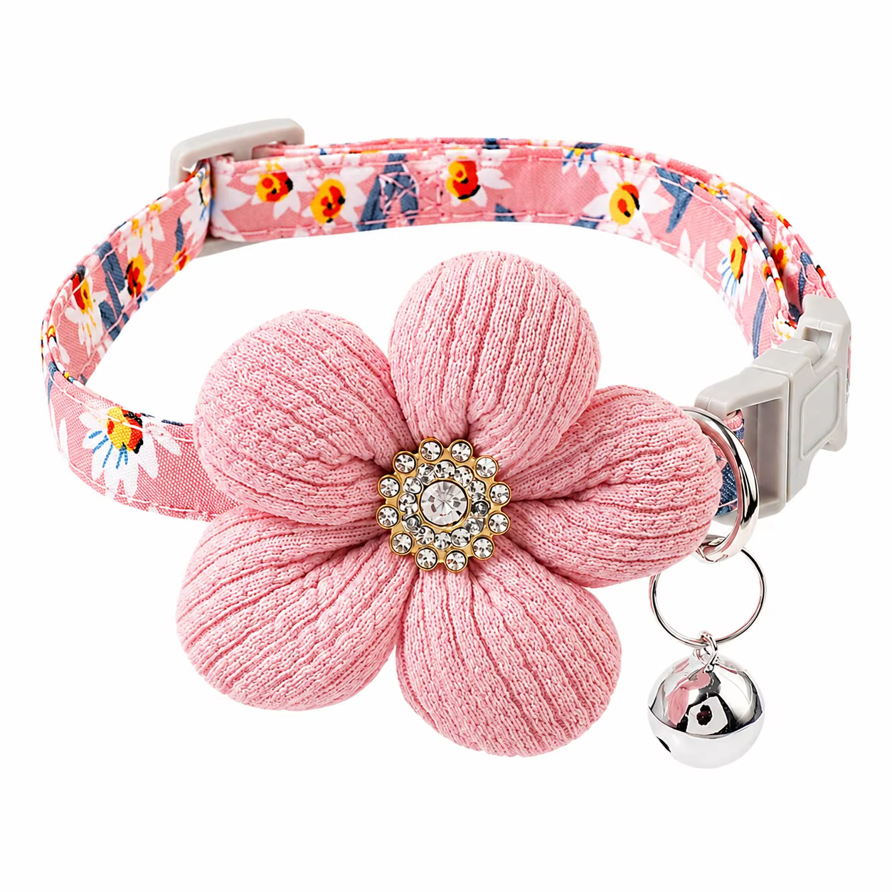 Collar floral para gatos y perros pequeños con campana segura - imagen 3