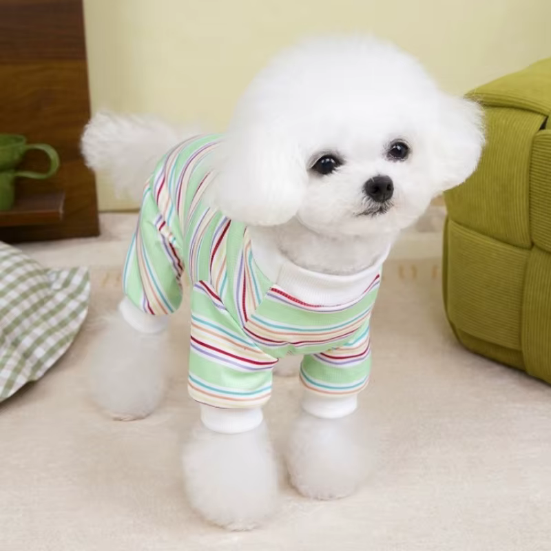 Pijama a rayas para perros y gatos – Mono suave de Chihuahua