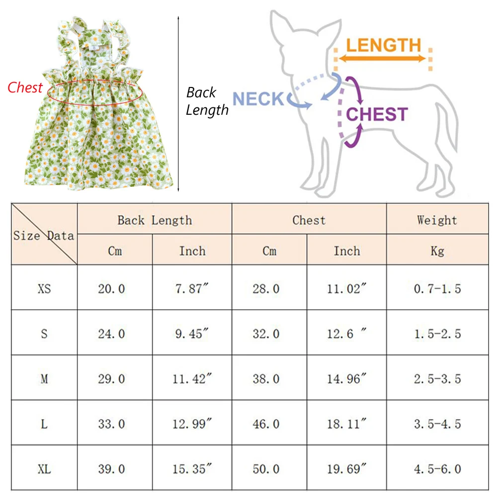 Vestido princesa con flores para perros pequeños – falda con tirantes - imagen 2