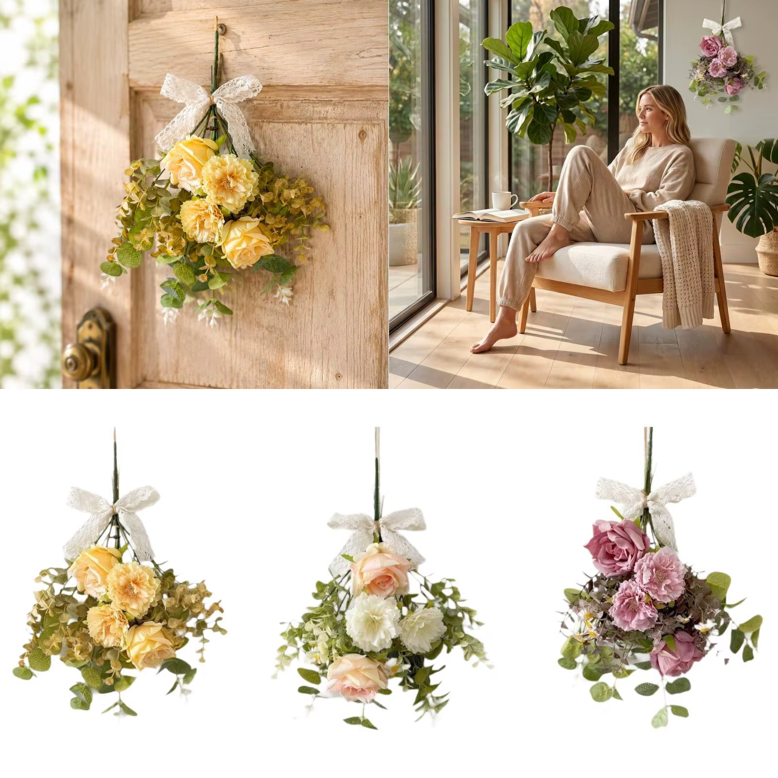 Ramo seco artificial rústico – Guirnalda decorativa para puerta - imagen 4
