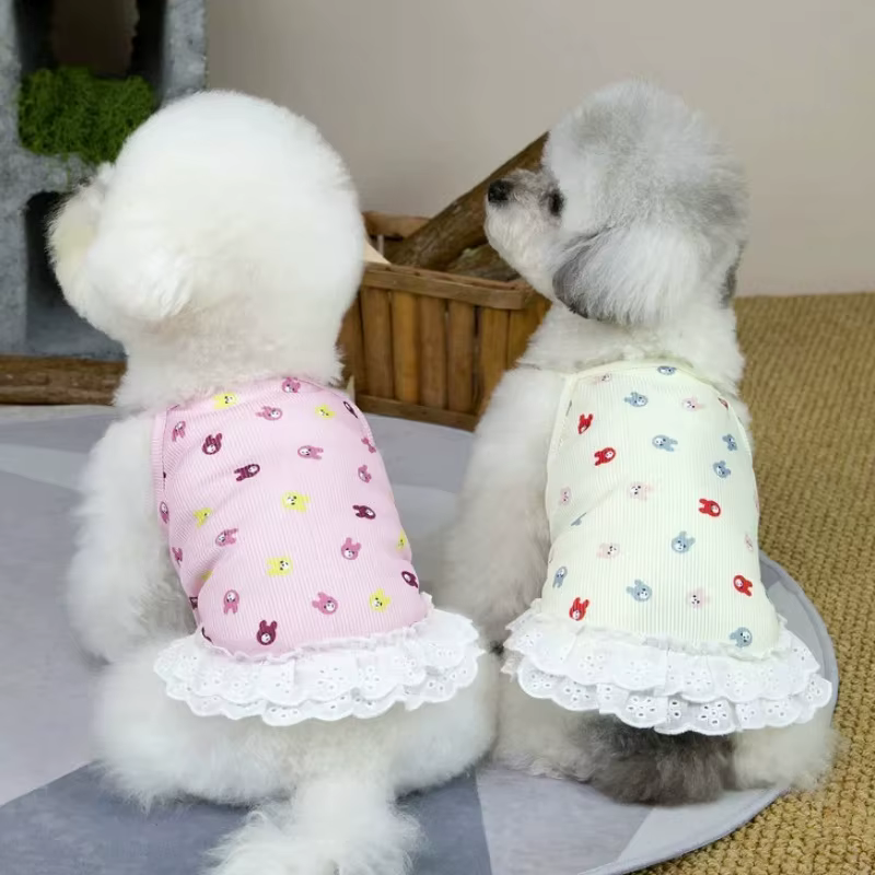 Vestido princesa con volantes de encaje para perros y gatos pequeños - imagen 2