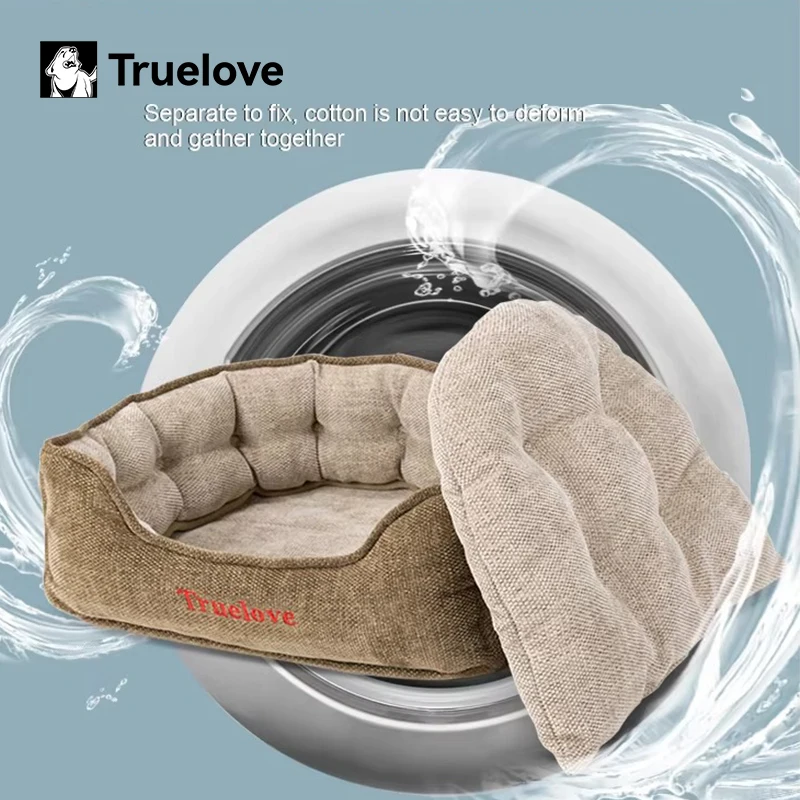 Cama Truelove de felpa lavable redonda para gatos y perros - imagen 3