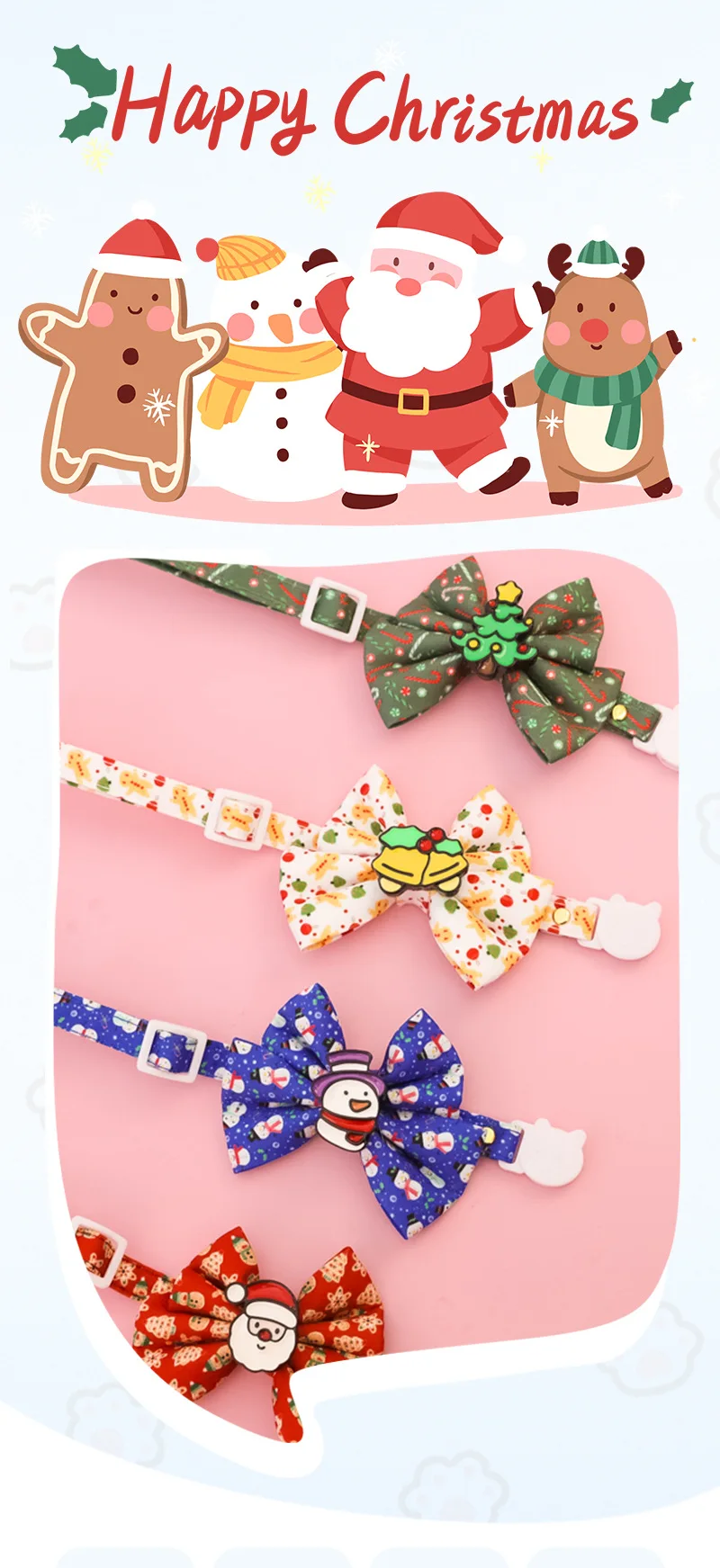 Collar festivo de Navidad para mascotas con diseño de muñeco de nieve