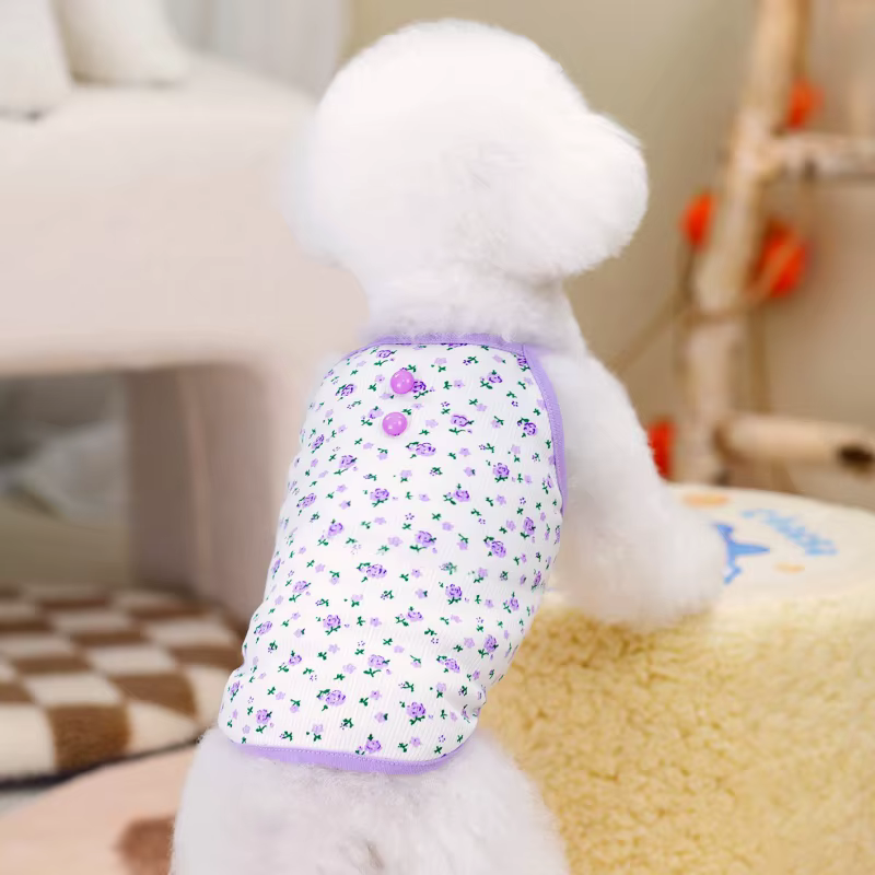 Camiseta de tirantes floral para verano – Perro pequeño y gato - imagen 3