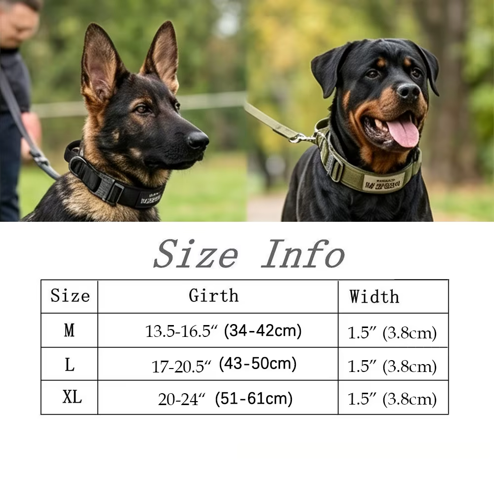 Collar táctico de nailon para perros medianos y grandes con velcro ajustable - imagen 3