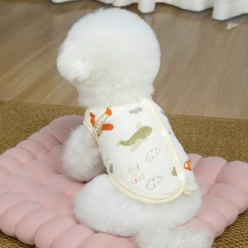 Chaleco de verano a rayas con anilla D para perros pequeños y gatos
