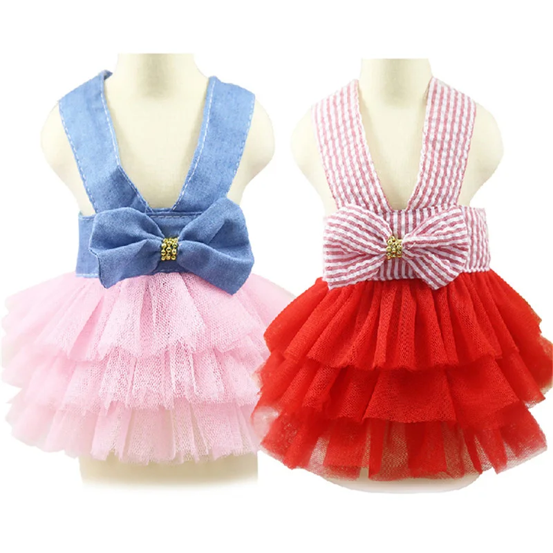 Ropa de princesa con tutú para perros y gatos pequeños, falda lazos