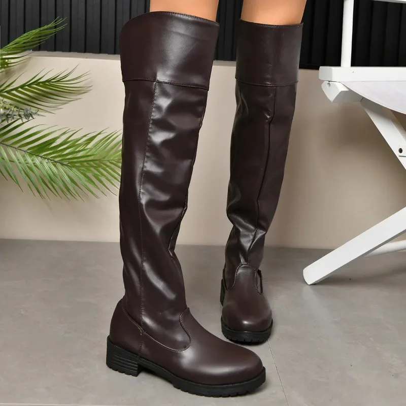 Botas Altas por Encima de la Rodilla para Mujer – Punta Redonda y Tacón Grueso - imagen 4