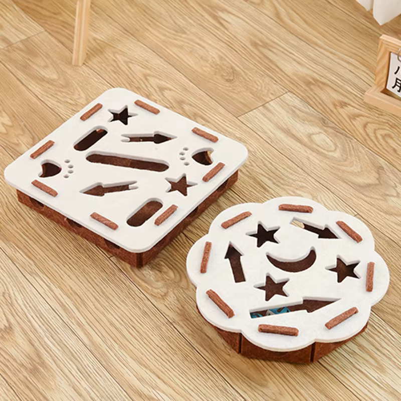 Juguete rompecabezas de fieltro con pelota para gatos - imagen 3