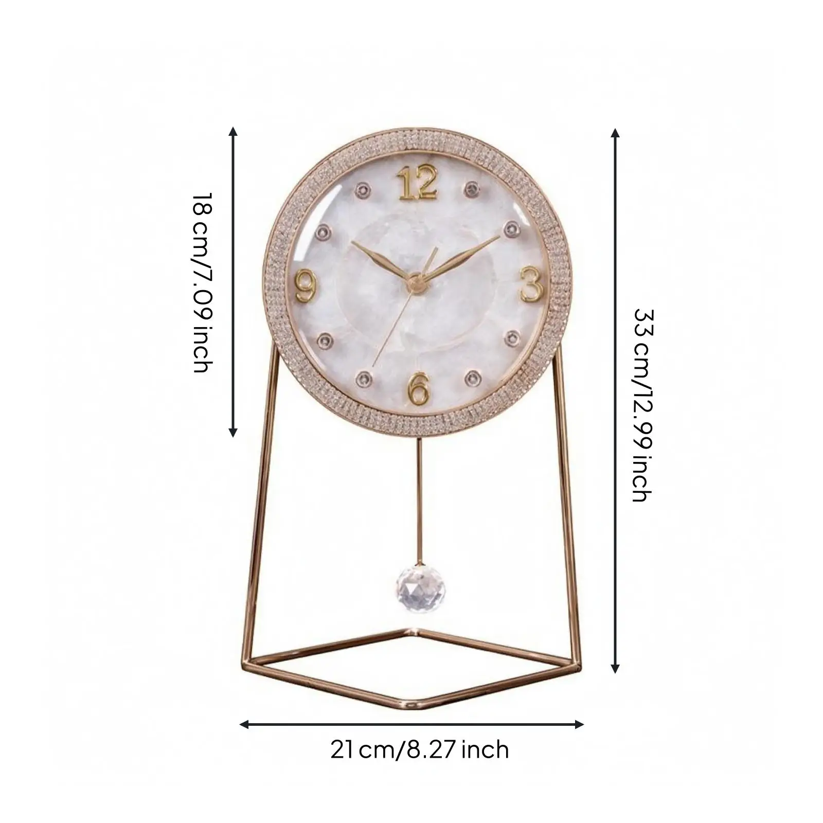 Reloj de péndulo decorativo de mesa – Reloj clásico con borde para el hogar - imagen 2