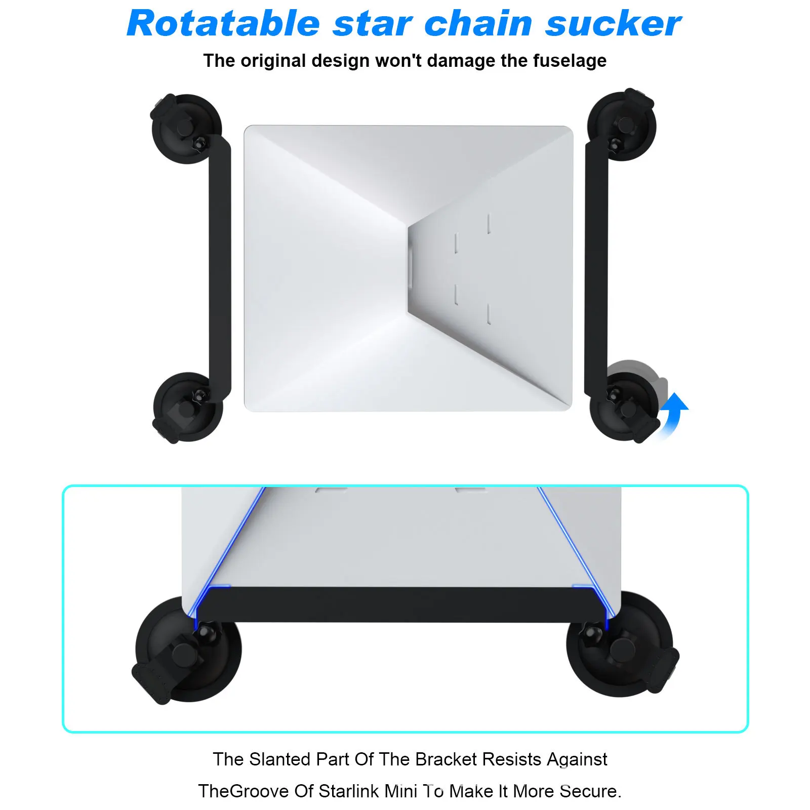 Soporte de ventosa para Starlink Mini visto desde arriba