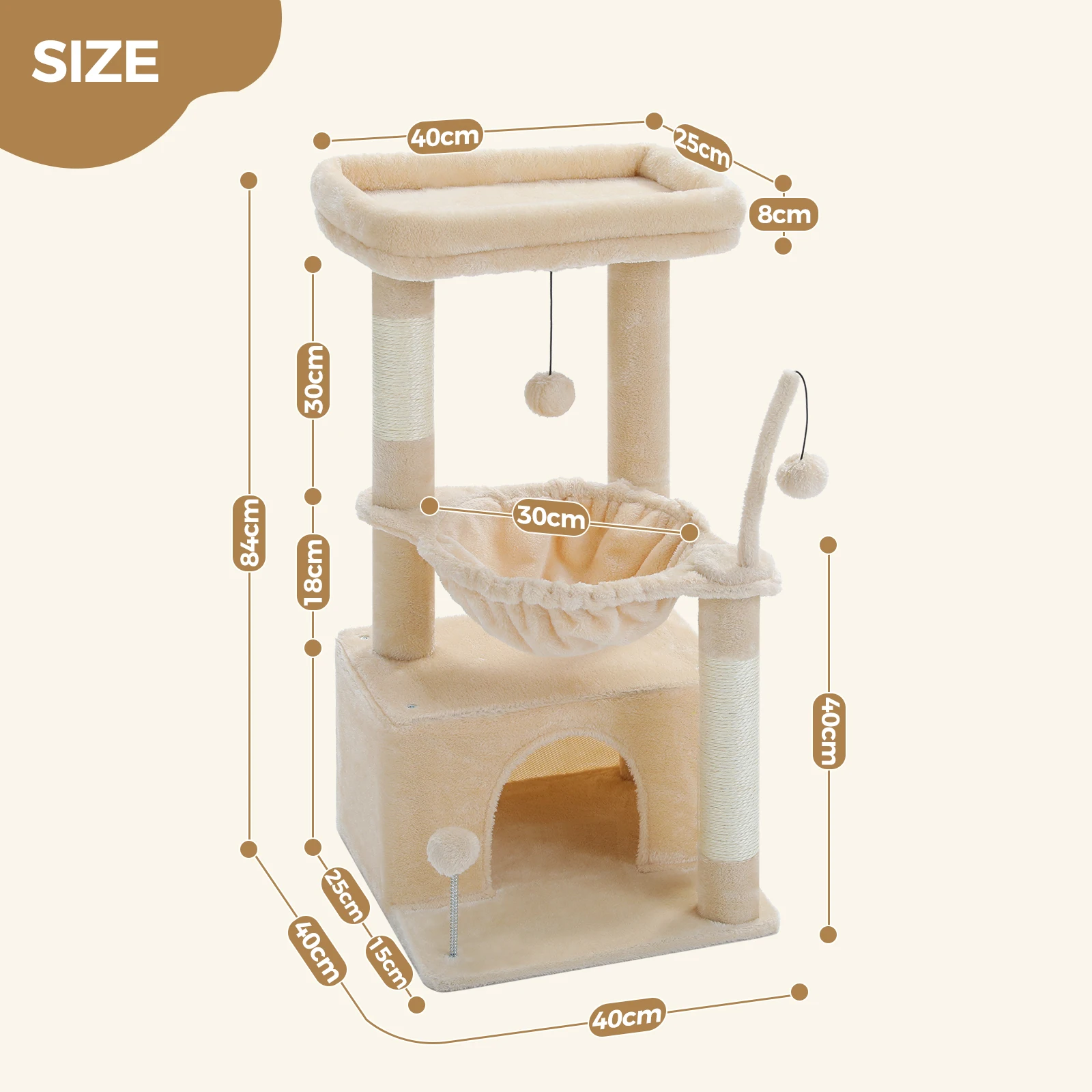 Árbol para gatos 4 en 1 con poste rascador y hamaca