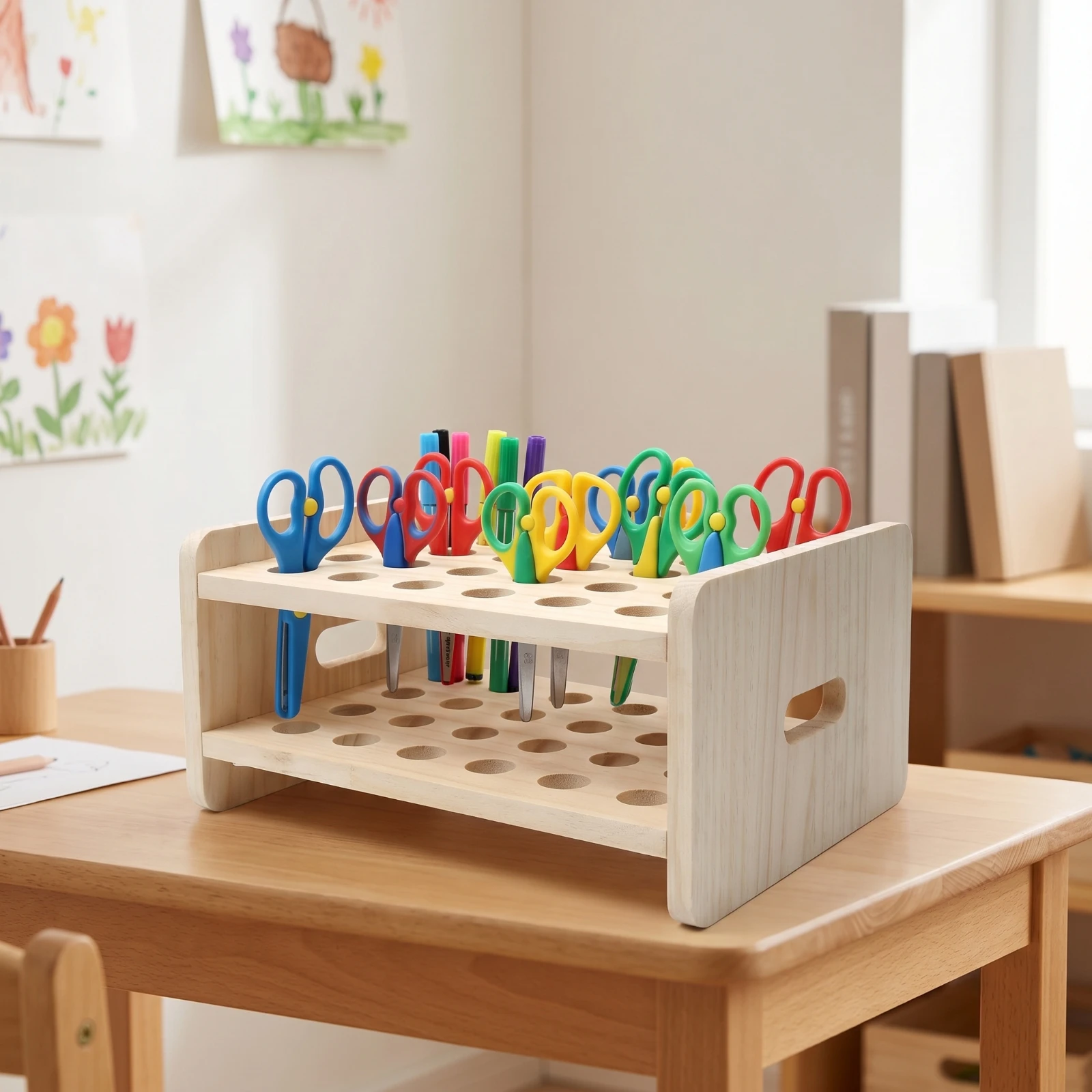 Organizador Madera para Tijeras de Peluquería Pet – Doble Nivel - imagen 4