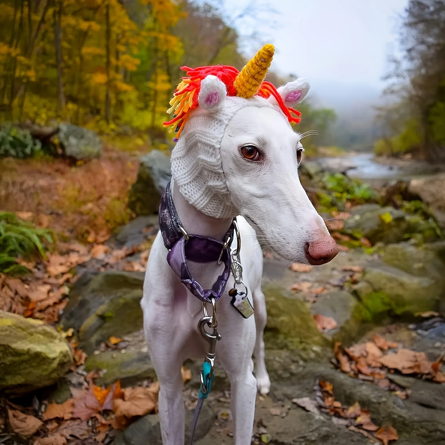 Red devil dog costume side view