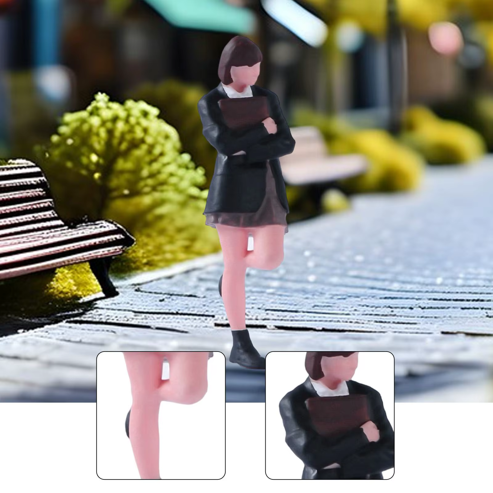 Figura miniatura 1/64 estudiante resina pintada pelo corto - imagen 2