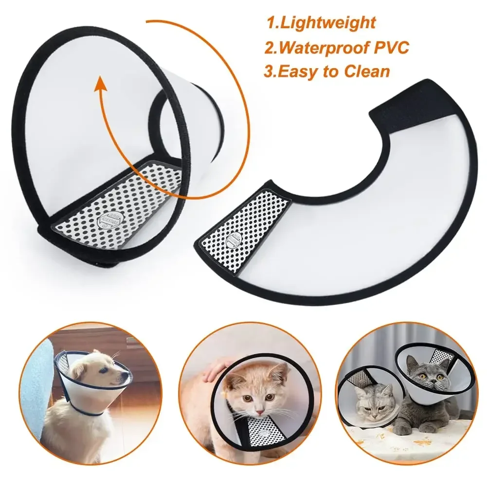 Collar antiarañazos impermeable tipo Elizabeth para gatos y perros