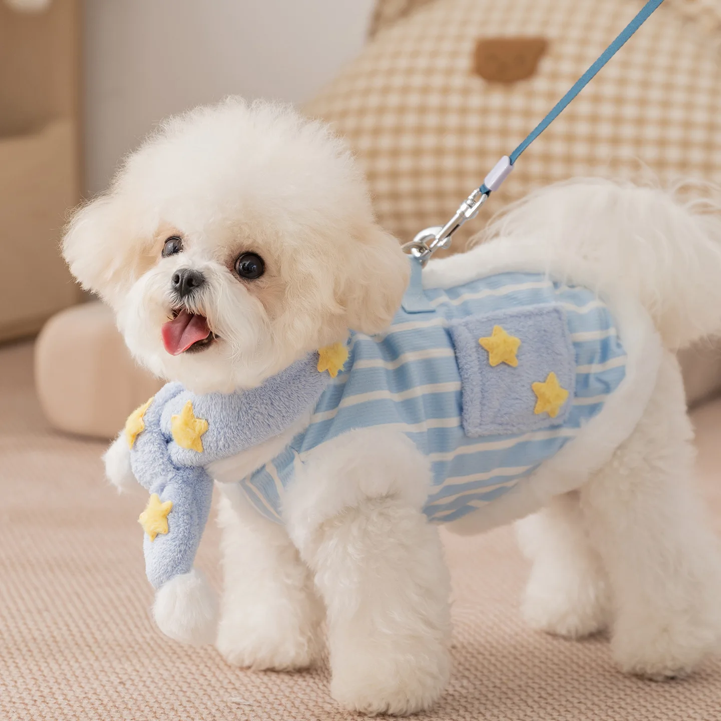 Chaleco felpa con bufanda para perros pequeños y gatos – Abrigo otoño e invierno - imagen 2