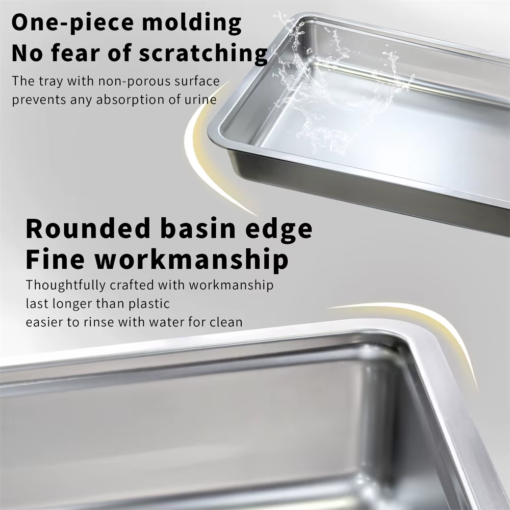 Caja de arena cerrada acero inoxidable para gatos con tapa - imagen 4