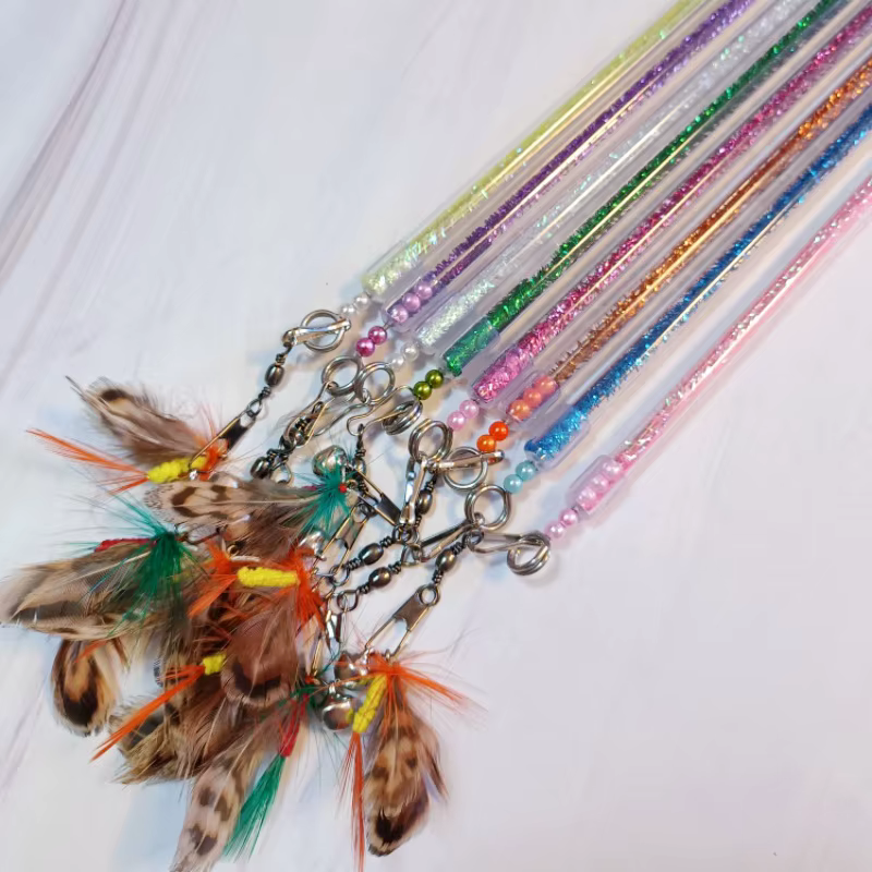 Set de juguetes interactivos para gatos con plumas y simulación de insectos - imagen 3