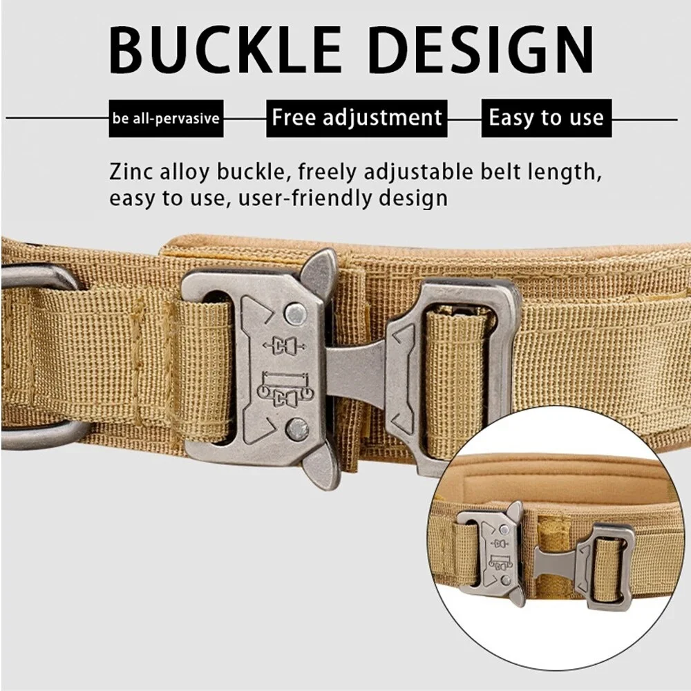 Collar táctico de nailon para perros medianos y grandes – Resistente con hebilla metálica