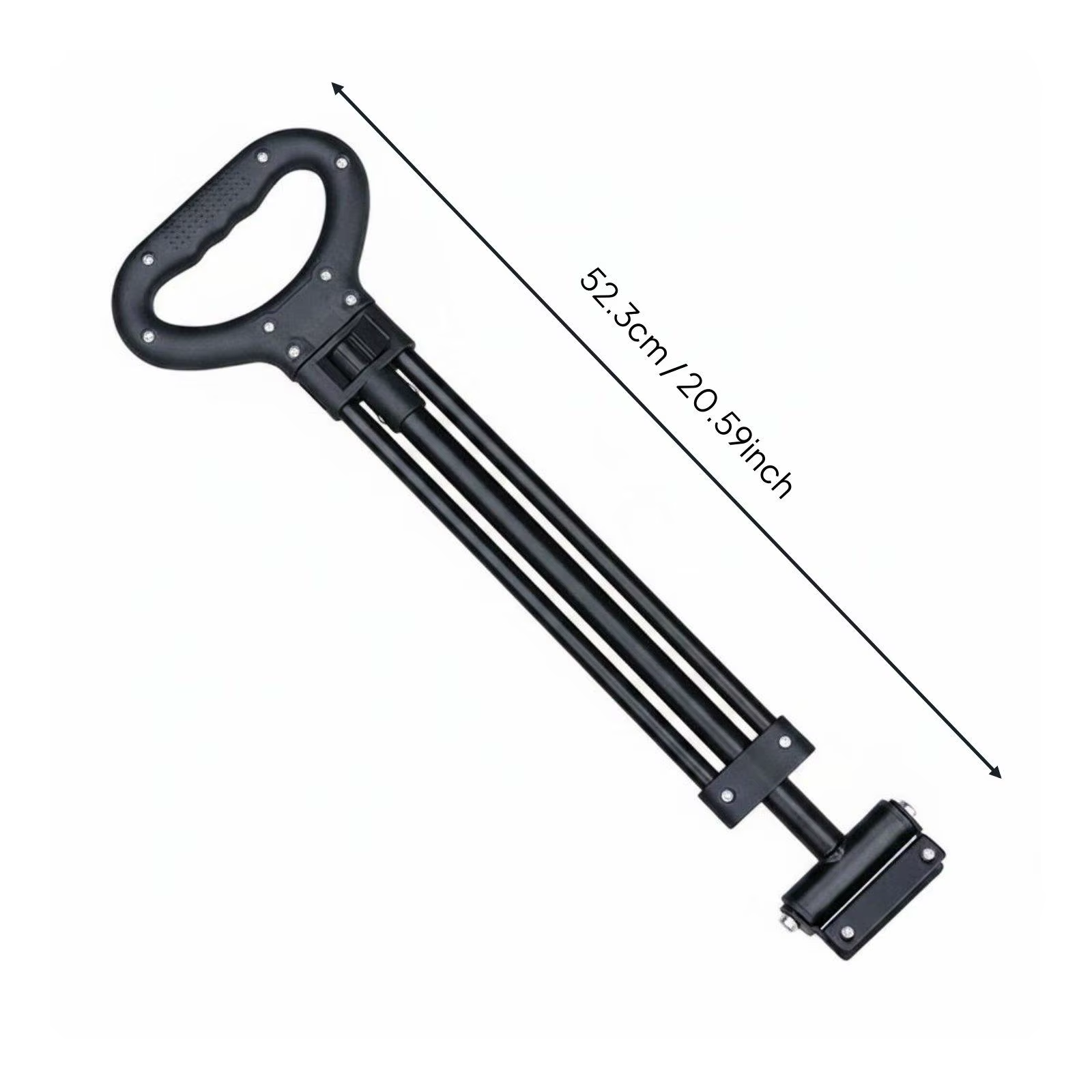 Manillar plegable de acero para carrito visto de frente