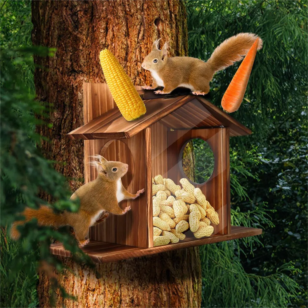 Comedero exterior para ardillas y chinchillas – Case para colgar en madera - imagen 5
