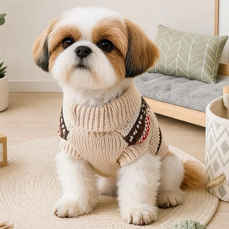 Suéter para Perro a Rayas Retro de Punto – Cálido e Invernal para Mascota - imagen 3