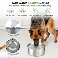 Bebedero acero inoxidable antideslizante para gatos y perros, flujo lento