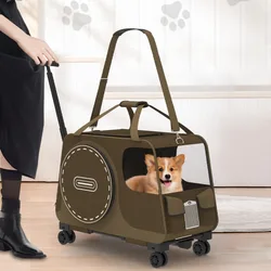 Carrito plegable transpirable para perros y gatos con ruedas