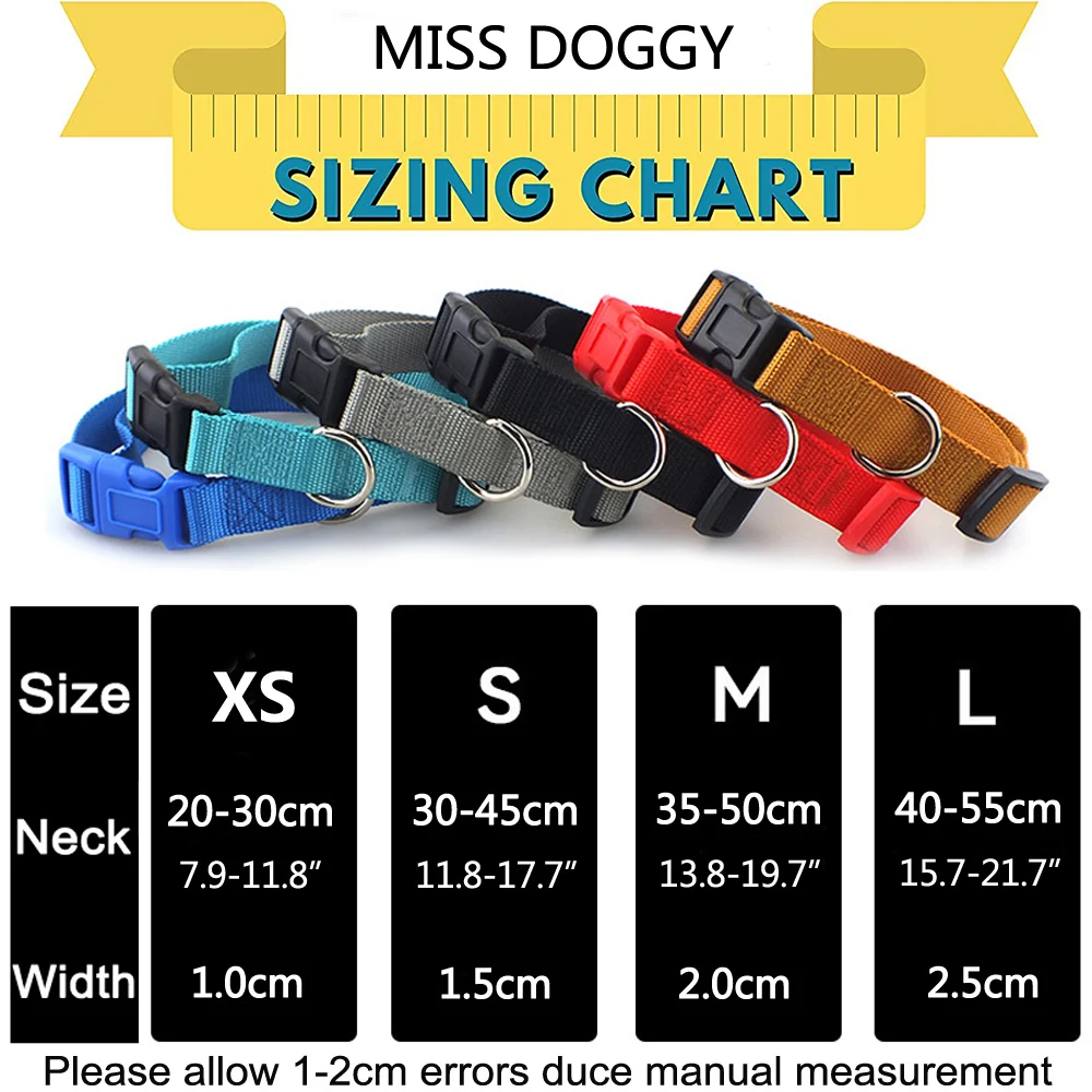 Guía de tallas del collar ajustable para perros