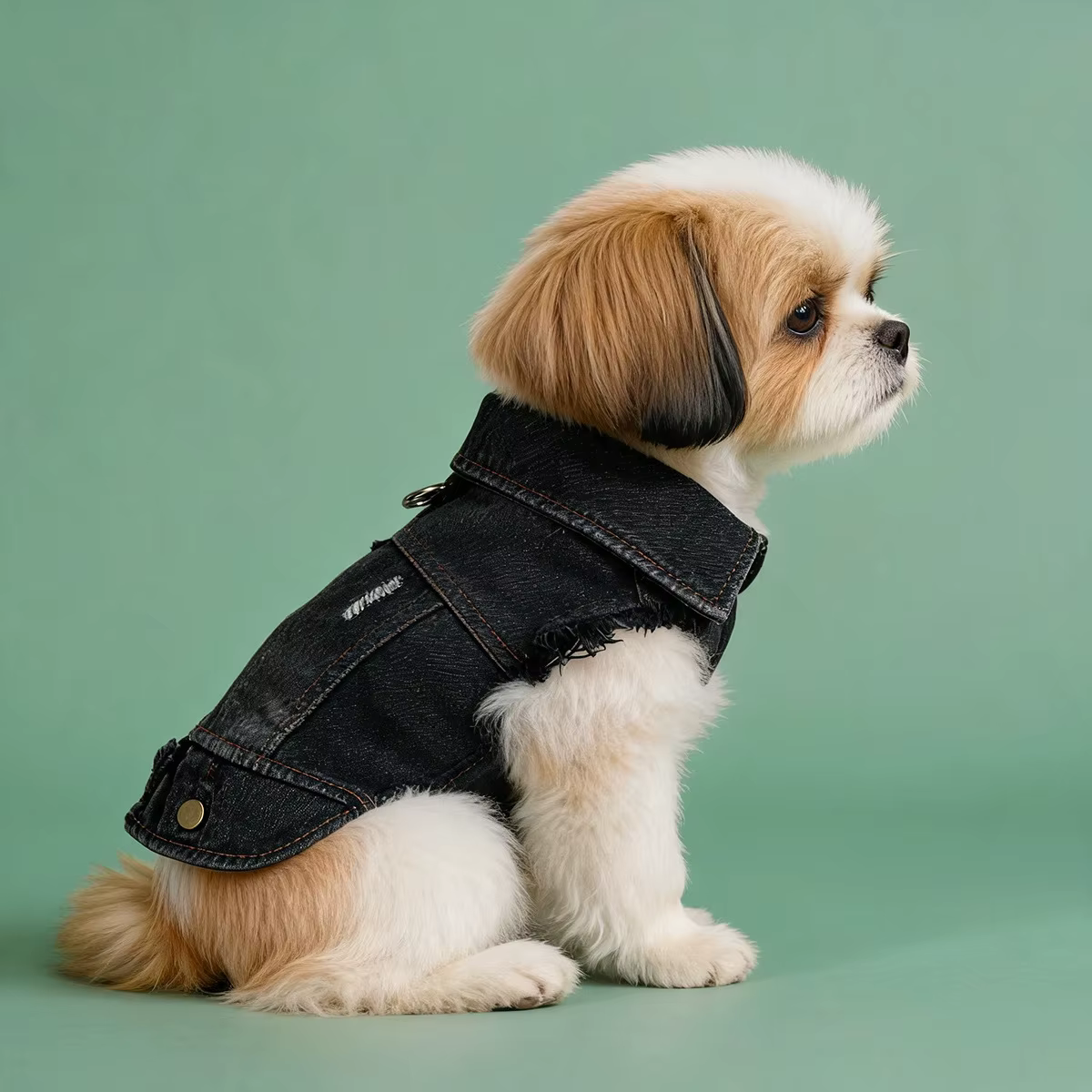 Chaleco vaquero bordado de invierno para perros pequeños y cachorros - imagen 2