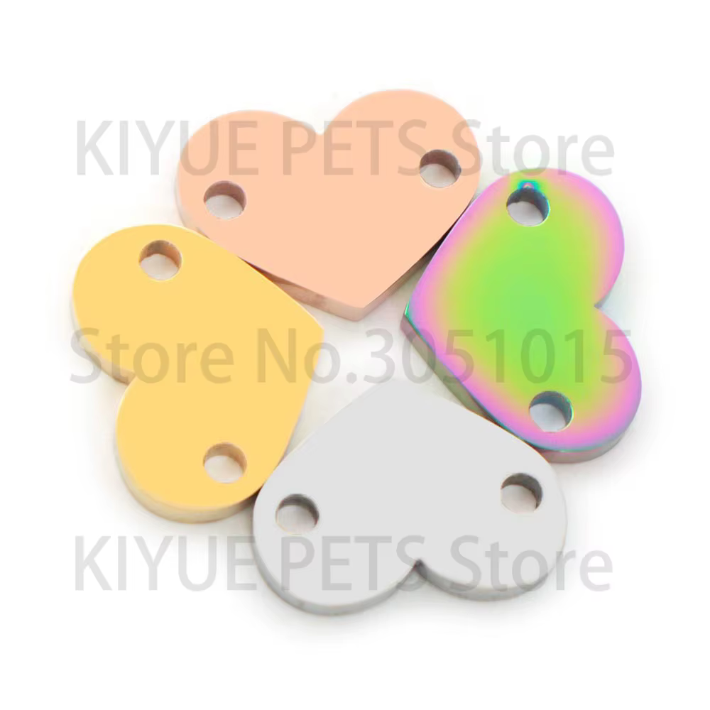 Dijes Corazón Acero Inoxidable para Collares de Perros y Gatos – Pack 20 uds