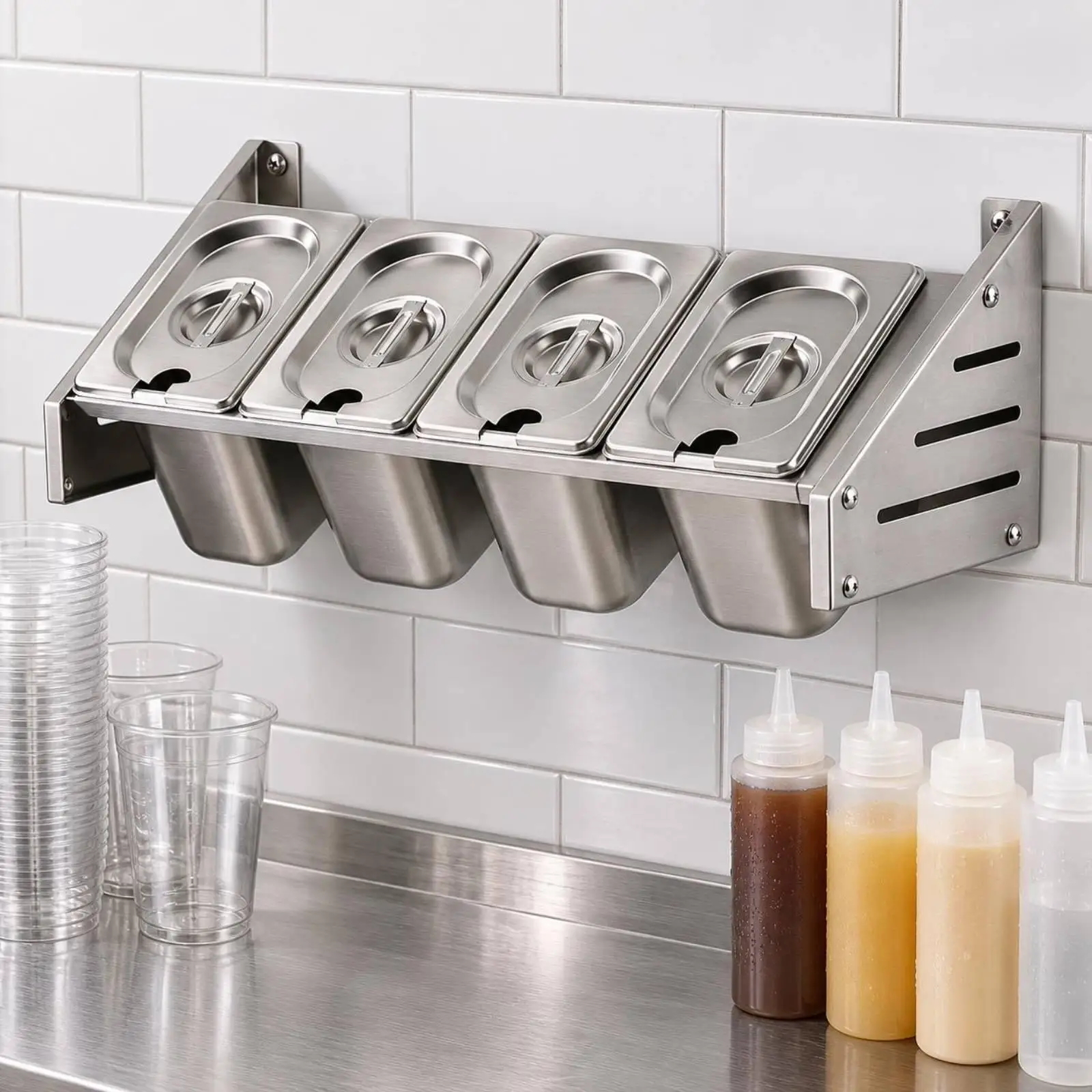 Estante condimentos acero inoxidable para encimera – Organizador pared - imagen 5