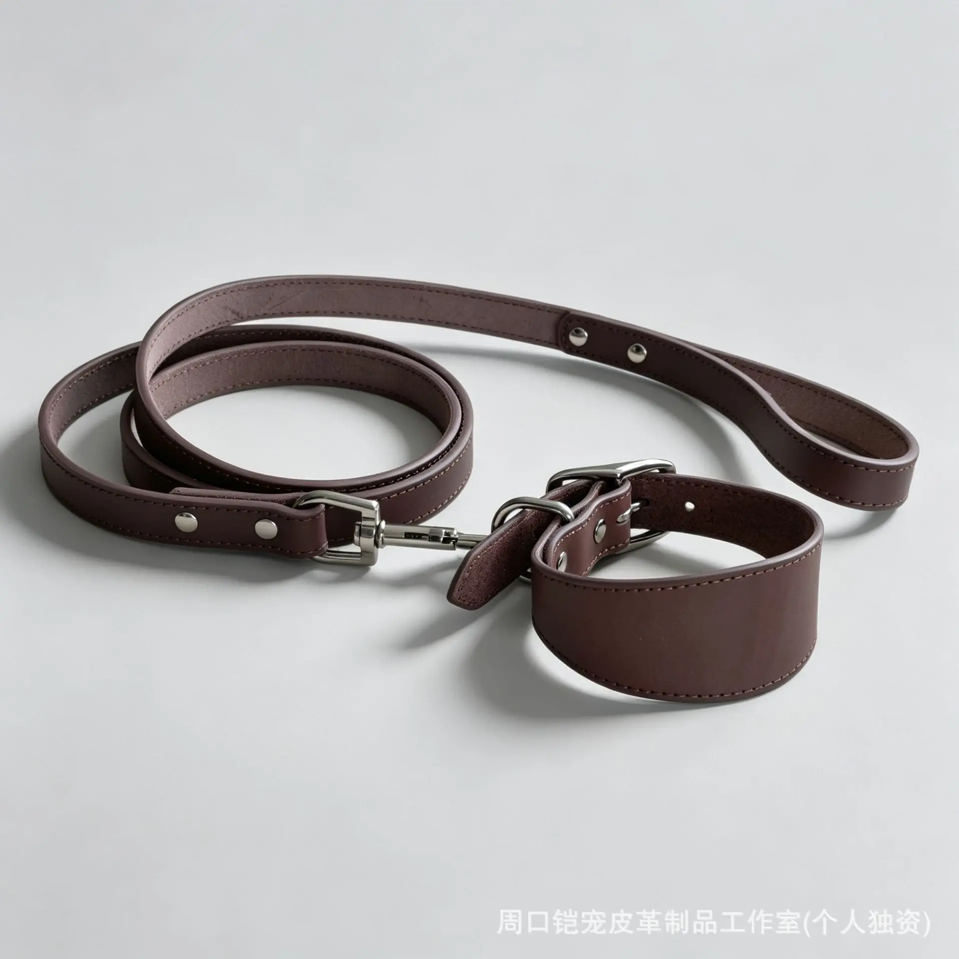 Collar y correa de cuero ancho para Galgo y Whippet antitirones - imagen 5