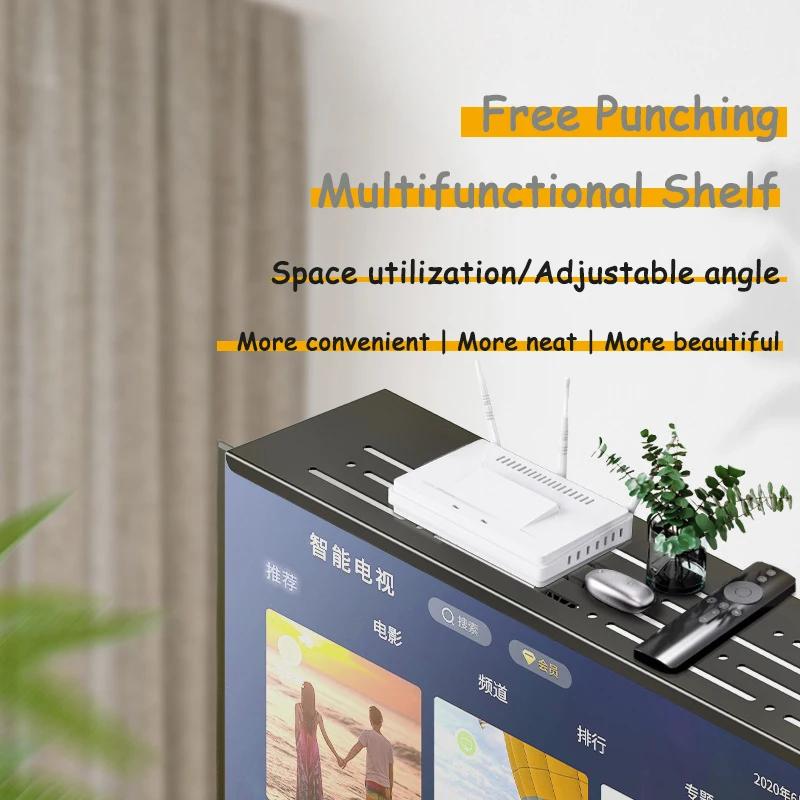 Soporte de pared regulable sobre TV con decodificador