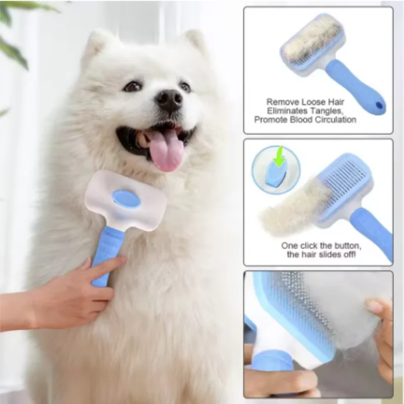 Cepillo junto a varios accesorios para mascotas