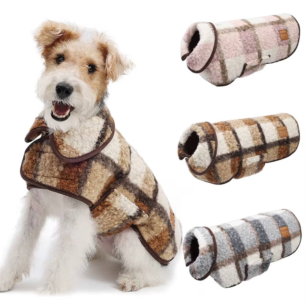 Abrigo retro cuadros forro polar perros todas tallas - imagen 2