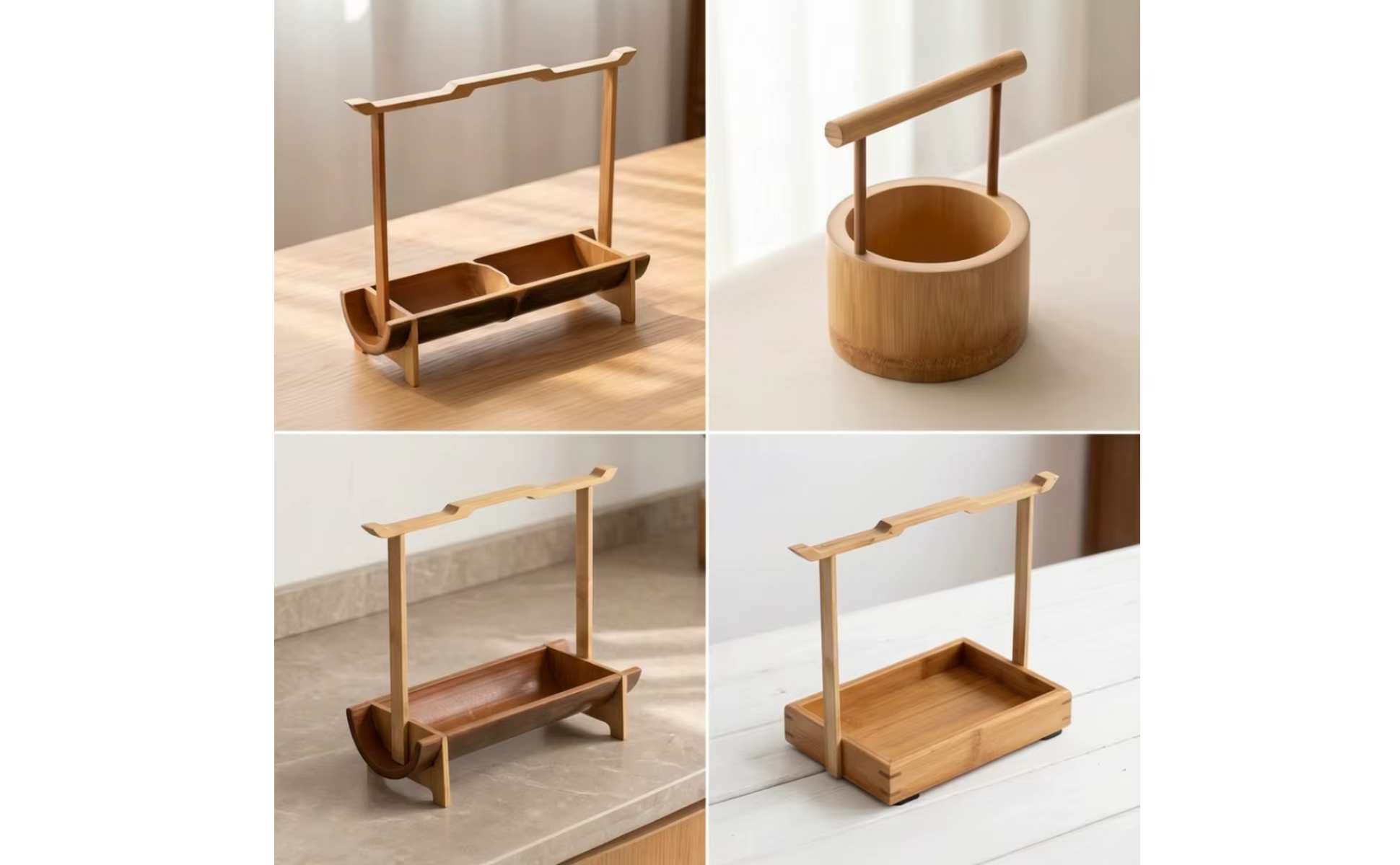 Bandeja de Bambú con Diseño de Madera y Asa - Uso en mesa