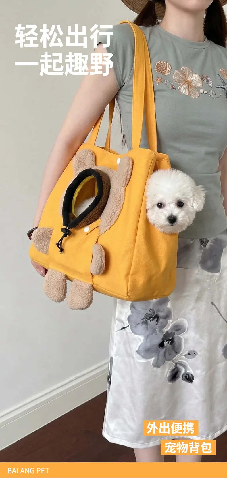 Bolsa de transporte de bandolera para gatos y perros pequeños