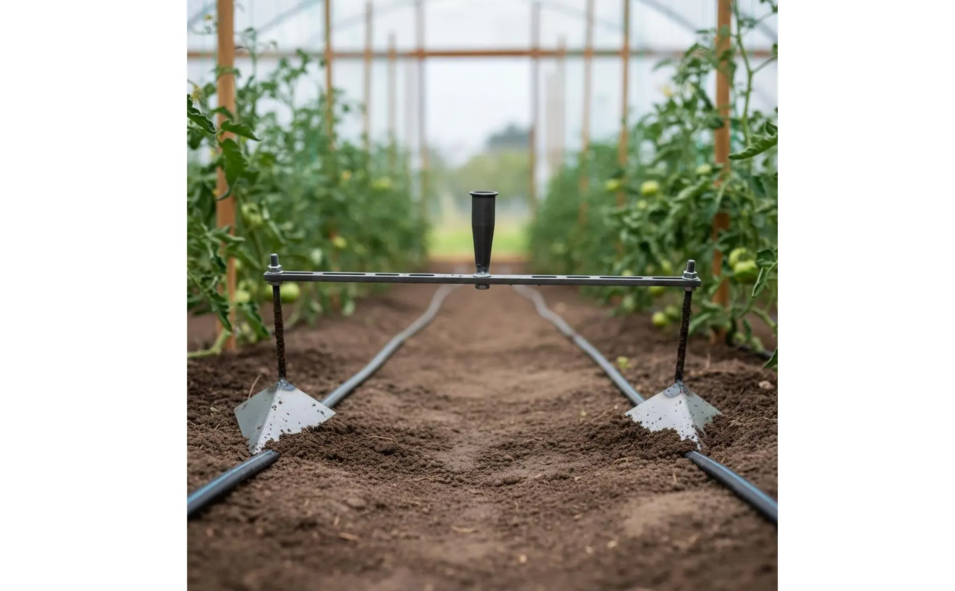 Cultivador de jardín de doble cuchilla en uso