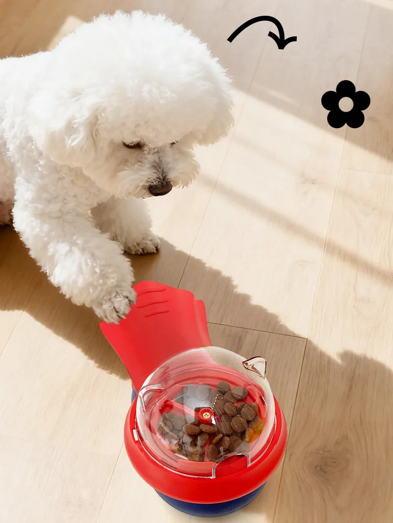 Suministros para mascotas con enfoque en juego y comida