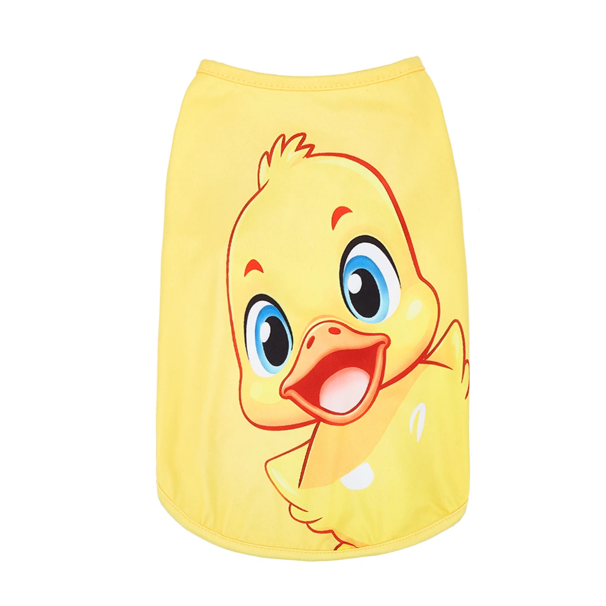 Vista completa del chaleco para mascota con pato amarillo