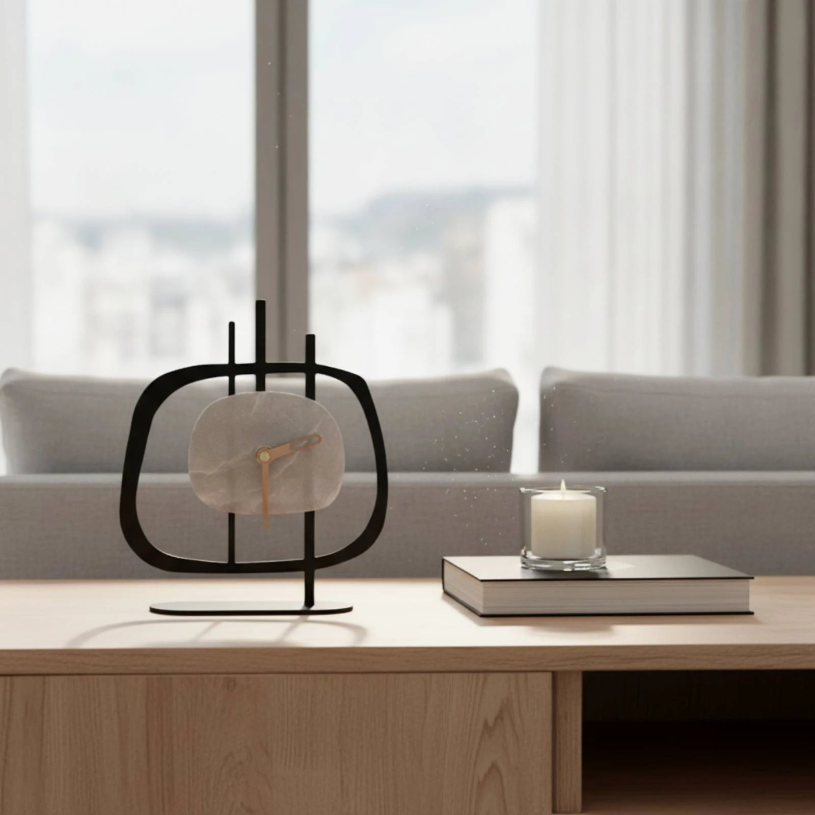 Reloj de mesa decorativo con marco metálico para escritorio y estante - imagen 2