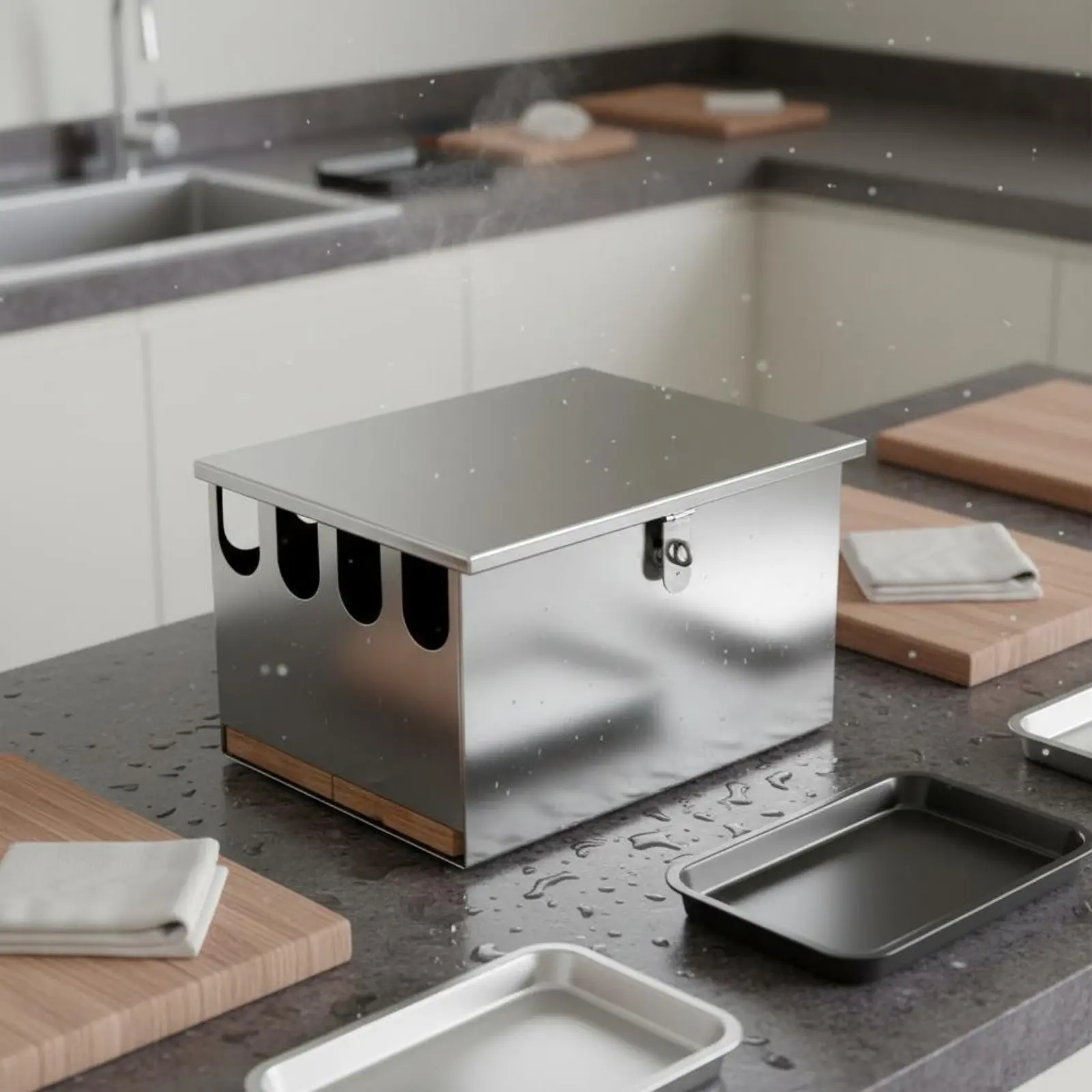 Caja almacenamiento cuchillas acero inoxidable fácil de limpiar - imagen 3