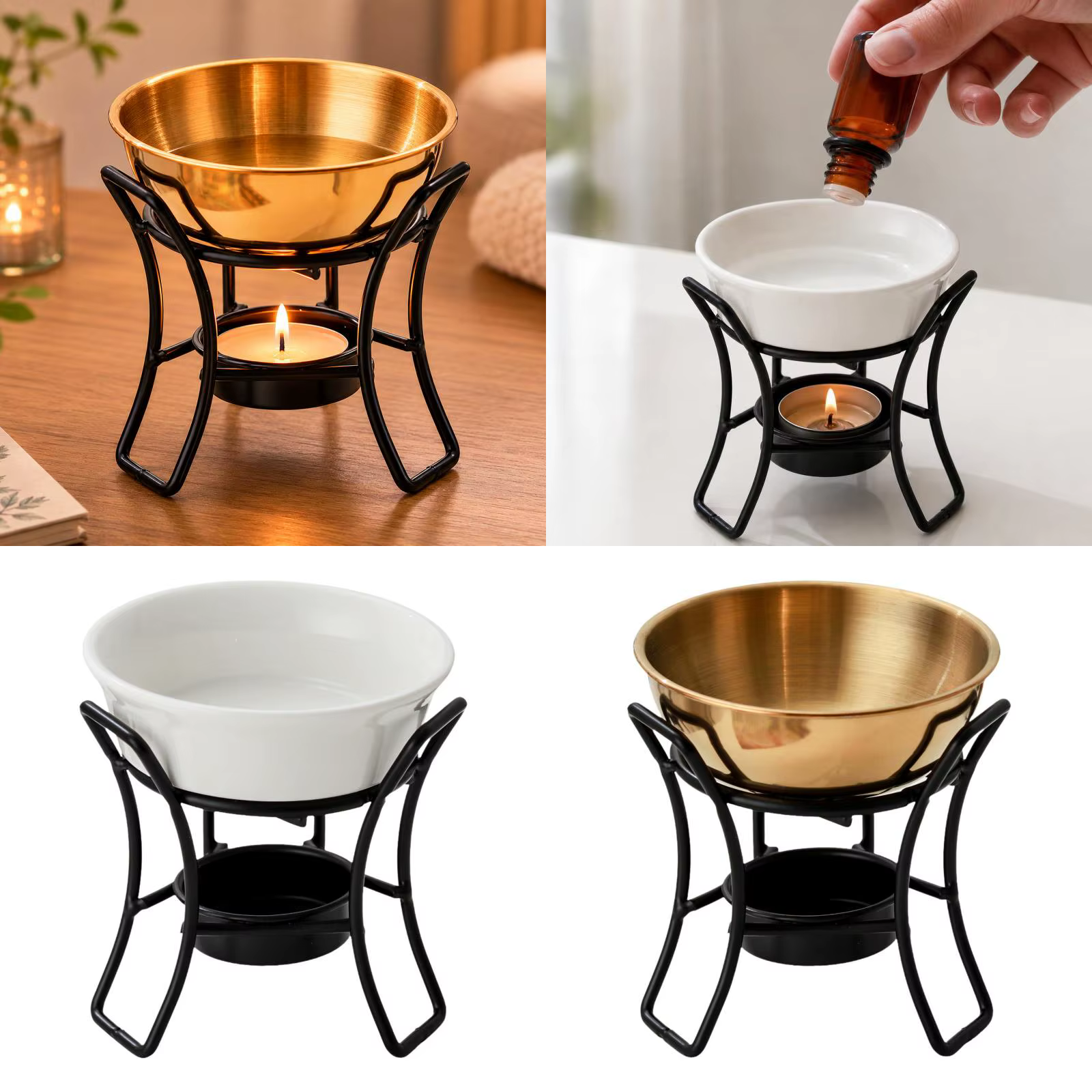 Quemador de aceites esenciales para velas de té – Gato y perro - imagen 4