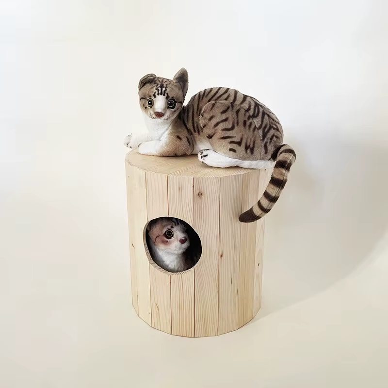 Cueva-taburete de madera para gatos: cama semicerrada de patio - imagen 2