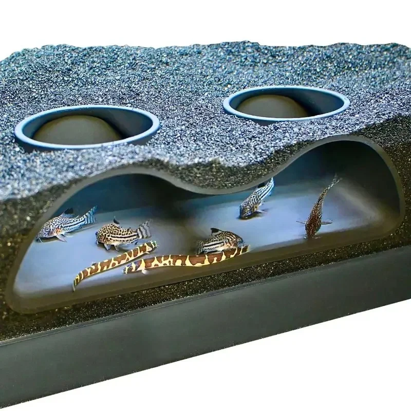 Túnel subterráneo dos orificios para acuario y reptiles – Cueva curva - imagen 3