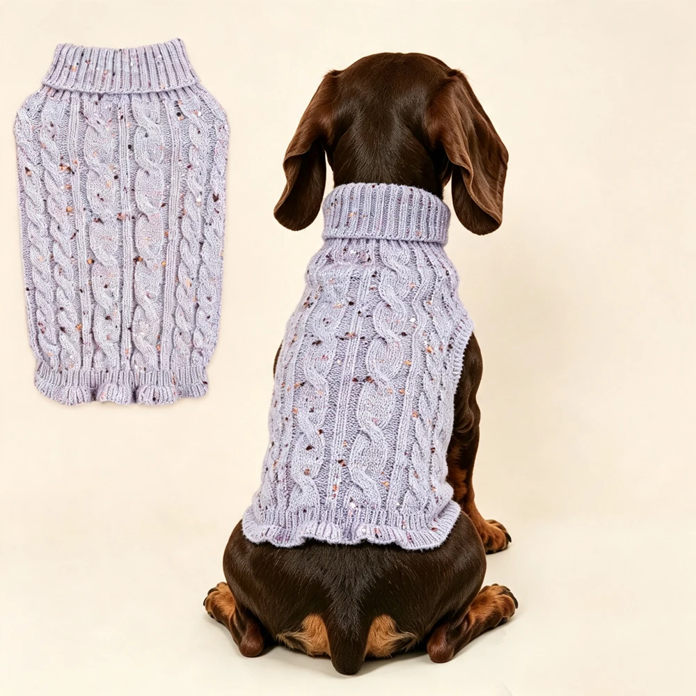 Suéter cálido con purpurina para perro salchicha Dachshund - imagen 5