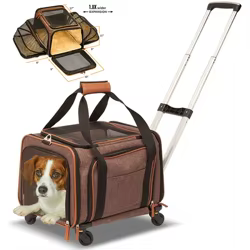 Transportín con ruedas y bolsa para perros y gatos pequeños